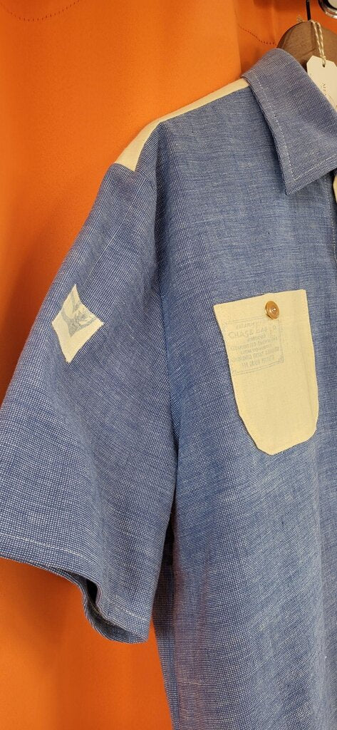 MENDED WING - Blue La Grange Mill Grain Sack shirt - Men's - SIZE L