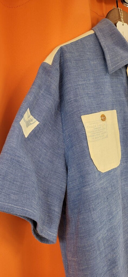 MENDED WING - Blue La Grange Mill Grain Sack shirt - Men's - SIZE L