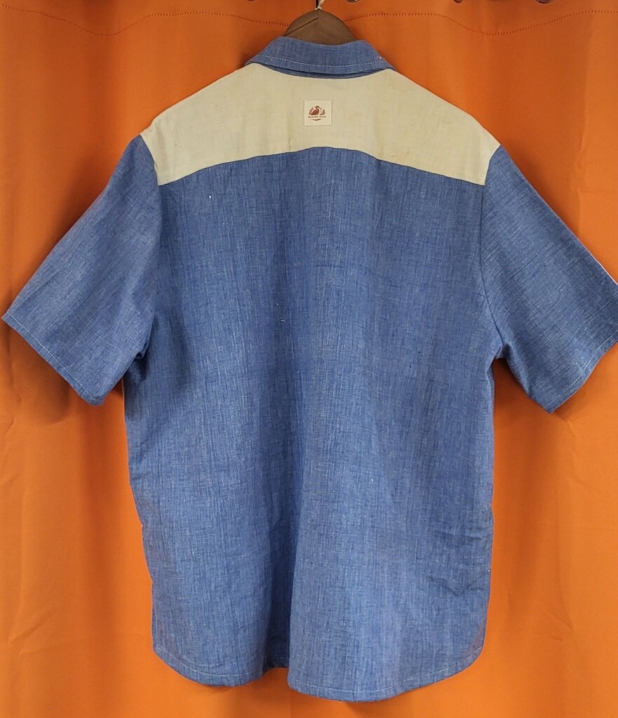 MENDED WING - Blue La Grange Mill Grain Sack shirt - Men's - SIZE L