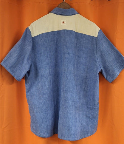 MENDED WING - Blue La Grange Mill Grain Sack shirt - Men's - SIZE L