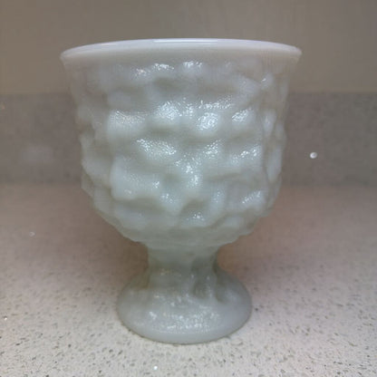 EO BRODY CO MILK GLASS PEDESTAL VASE/BOWL CRINKLE