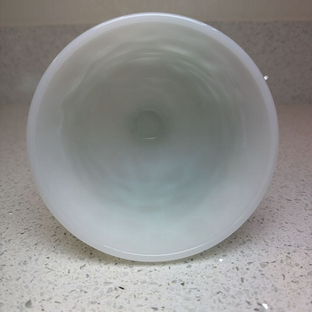 EO BRODY CO MILK GLASS PEDESTAL VASE/BOWL CRINKLE