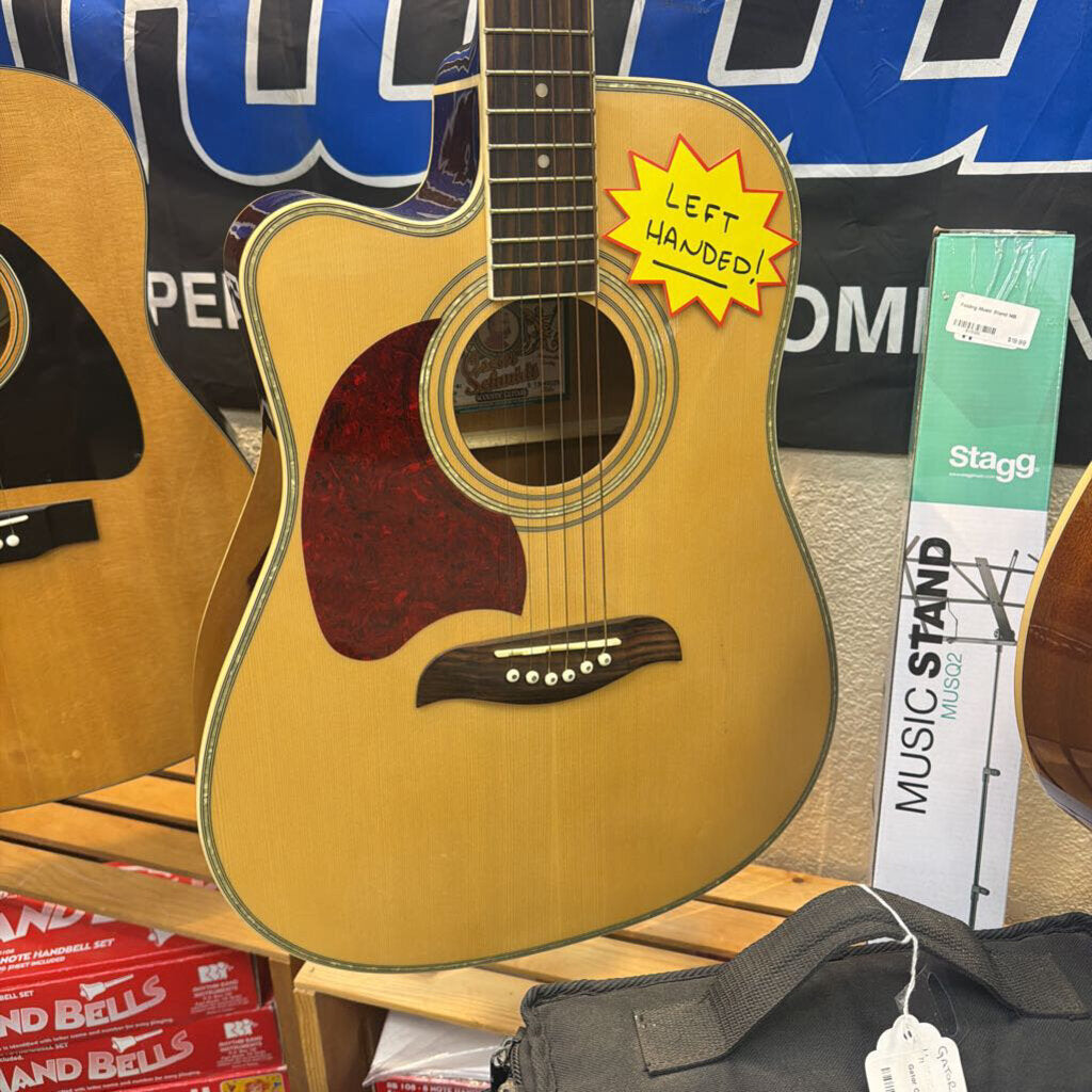 Oscar Schmidt OG2CE Left-Handed Acoustic Electric Guitar Natural