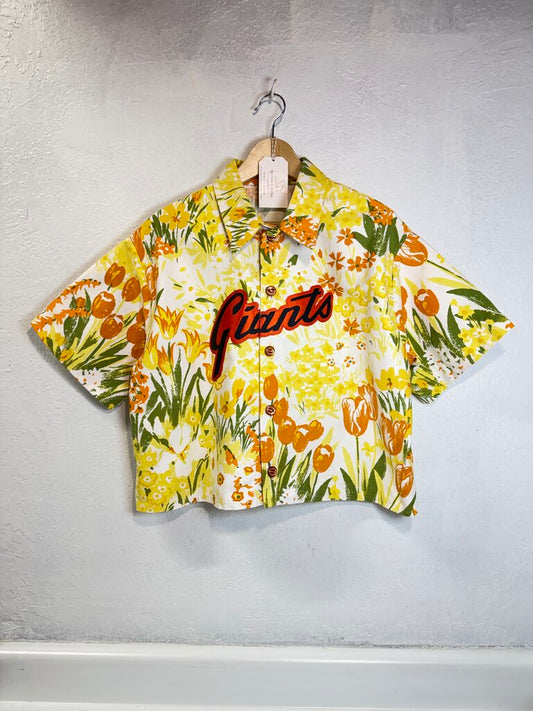MENDED WING - Women's Giants Vtg.Tablecloth Floral Tulip Jersey Shirt - Size 2X
