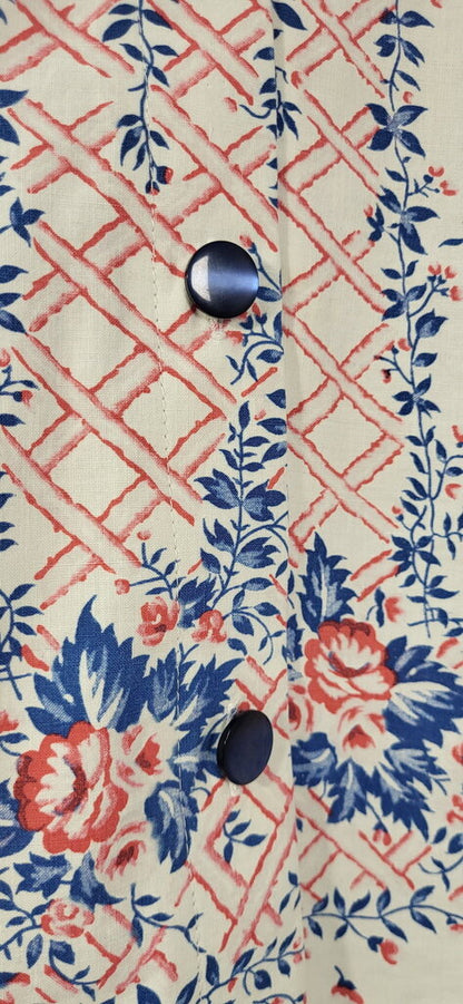 MENDED WING - Cropped Pink Blue DODGERS Jersey Flowered Women's shirt - SIZE M