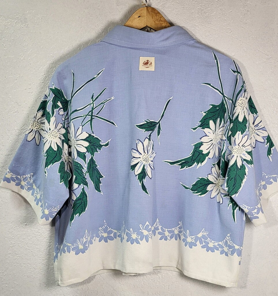 MENDED WING - Cropped White flowered Women's DODGERS Jersey - SIZE L