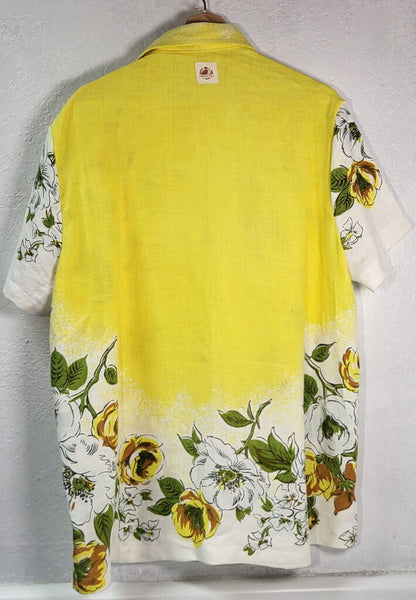 MENDED WING - Men's Yellow w/white flowers ATHLETICS Jersey - Size M