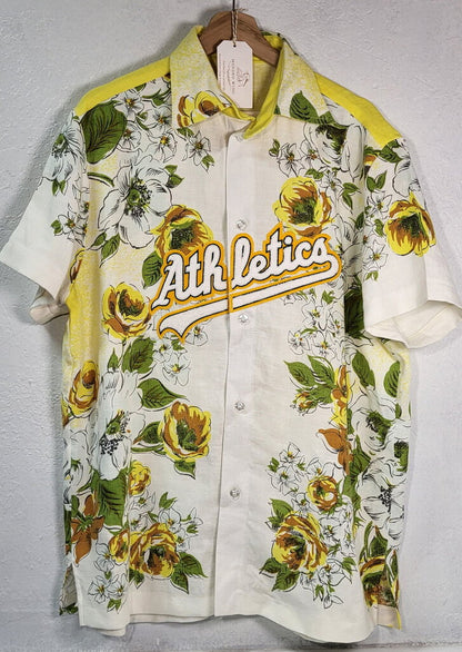 MENDED WING - Men's Yellow w/white flowers ATHLETICS Jersey - Size M