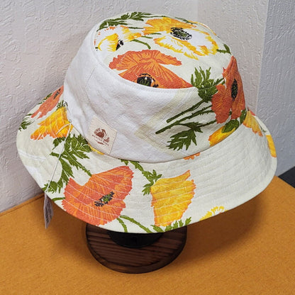 MENDED WING - Vintage Repurposed Poppy Tablecloth Hat - Size L