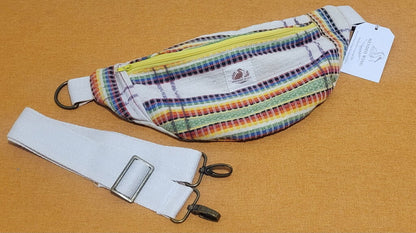 MENDED WING - Vintage Repuposed Tablecloth Rainbow Plaid Sm. BUM BAG