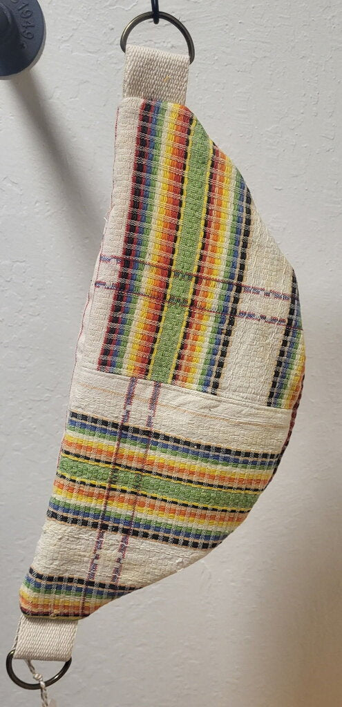 MENDED WING - Vintage Repuposed Tablecloth Rainbow Plaid Sm. BUM BAG