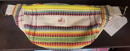 MENDED WING - Vintage Repuposed Tablecloth Rainbow Plaid Sm. BUM BAG