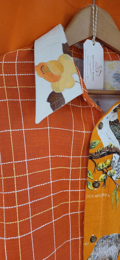 MENDED WING - Cropped Orange Birds of Australia Women's shirt - SIZE XL