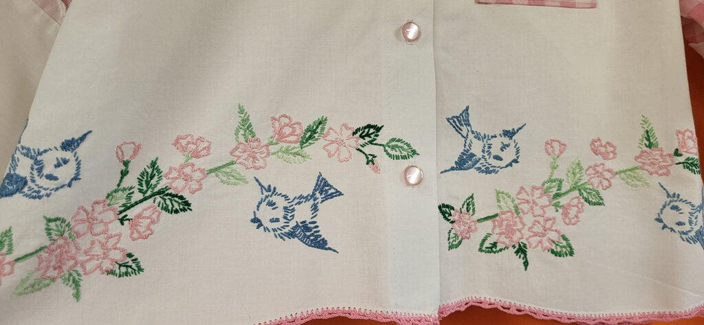 MENDED WING - Cropped Embroidered Blue Birds Women's shirt - SIZE L