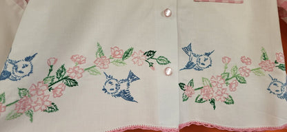 MENDED WING - Cropped Embroidered Blue Birds Women's shirt - SIZE L