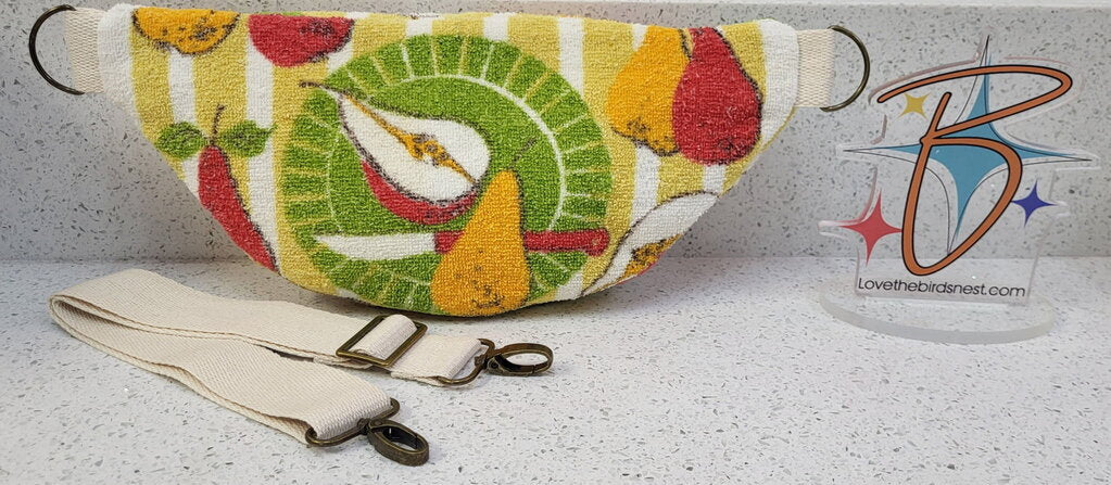 MENDED WING - Vtg Yellow Cannon Monticello Terry Towel Small Crossbody/Belt Bum Bag
