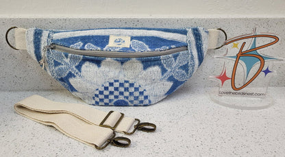 MENDED WING - Vtg Mint Green/Denim Pocket Large Crossbody/Belt Bum Bag
