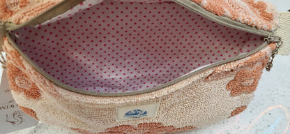 MENDED WING – Repurposed Vintage Hand Towel Belt Bag – Light Pink Floral