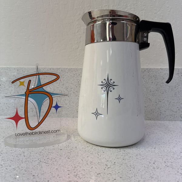 Vintage Corning Ware 9 Cup Percolator with Starburst Pattern-Rare