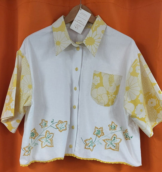 Mended Wing Cropped Embroidered Pillowcase Top – Women's Size 2X