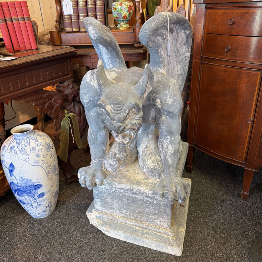 PAIR OF PLASTER LARGE GARGOYLES
