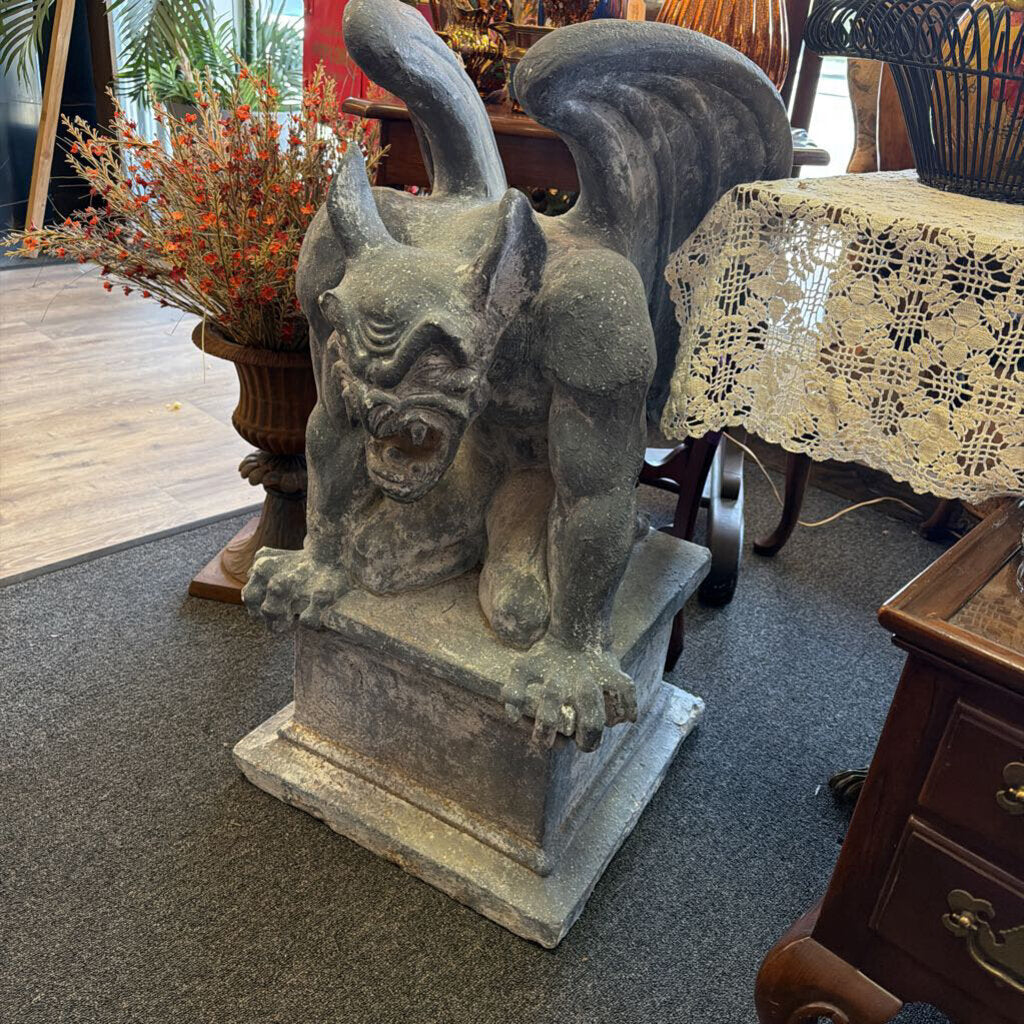 PAIR OF PLASTER LARGE GARGOYLES
