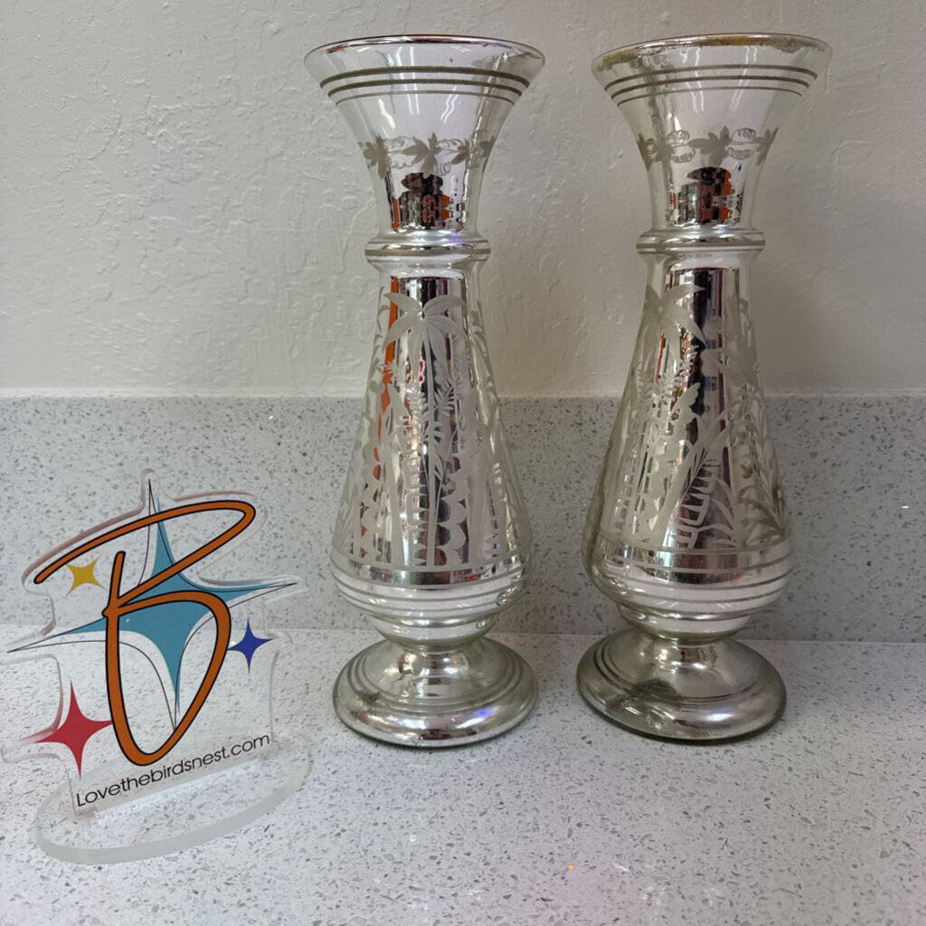 Pair of Antique Mercury glass vases
