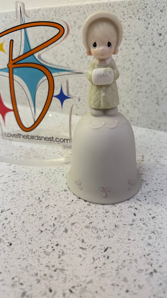 1986 Precious Moments “Wishing You a Cozy Christmas” Bell #102318