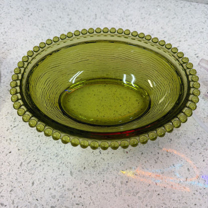 VINTAGE INDIANA GLASS OLIVE GREEN HEN ON A NEST COVERED DISH