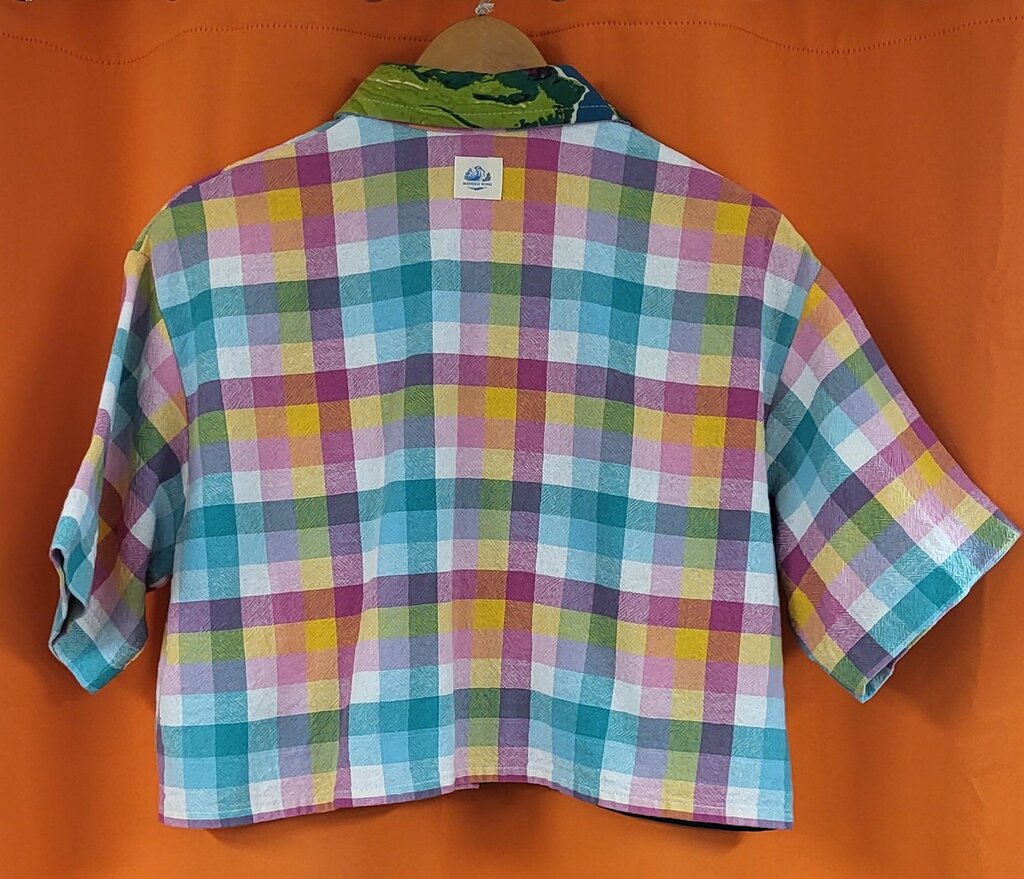 Purple Plaid Veggie Boxy Crop Top Medium | Mended Wing
