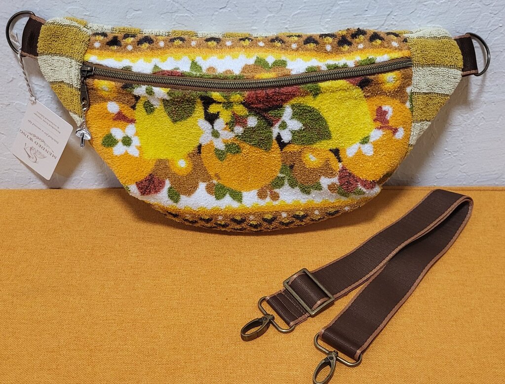 Vintage Fall Citrus Striped Terry Towel Bum Bag | Mended Wing