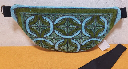 Blue & Olive Geometric Terry Towel Bum Bag | Mended Wing