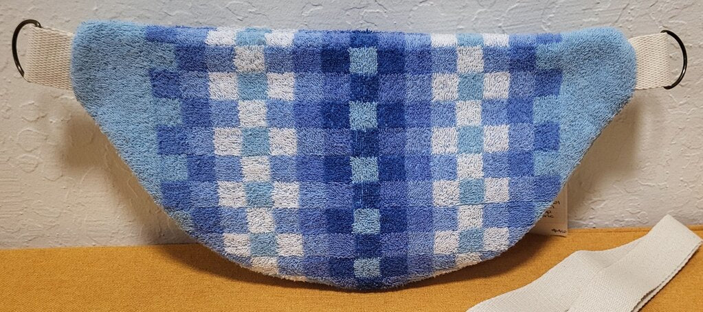 Blue Checked Vintage Terry Towel Bum Bag | Mended Wing