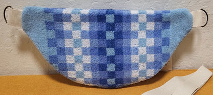 Blue Checked Vintage Terry Towel Bum Bag | Mended Wing
