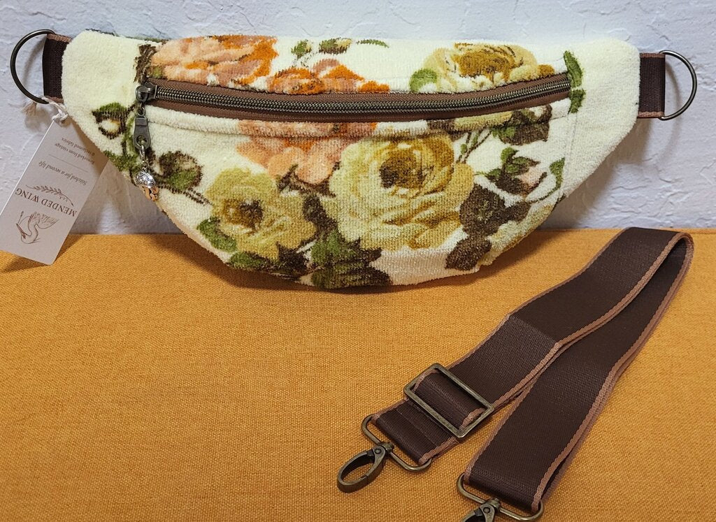 Yellow Roses Vintage Terry Towel Bum Bag | Mended Wing