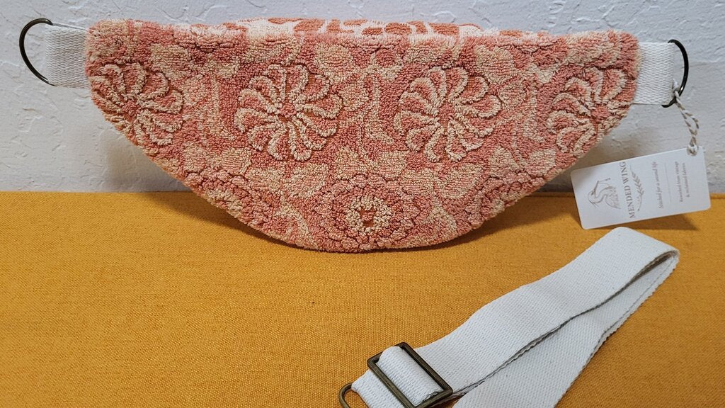 Pink Mixed Flower Vintage Terry Towel Bum Bag | Mended Wing