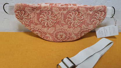 Pink Mixed Flower Vintage Terry Towel Bum Bag | Mended Wing