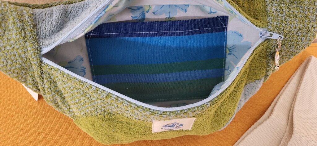Blue & Green Vintage Terry Towel Bum Bag | Mended Wing