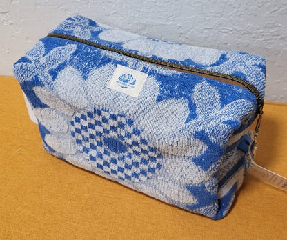 Vintage Blue Sunflower Terry Towel Travel Bag | Mended Wing