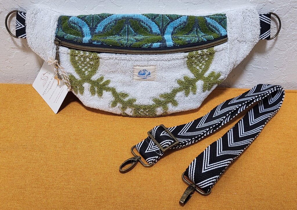 Blue & Green Scrappy Vintage Terry Towel Bum Bag | Mended Wing