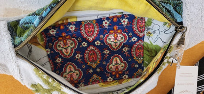 Blue & Green Scrappy Vintage Terry Towel Bum Bag | Mended Wing
