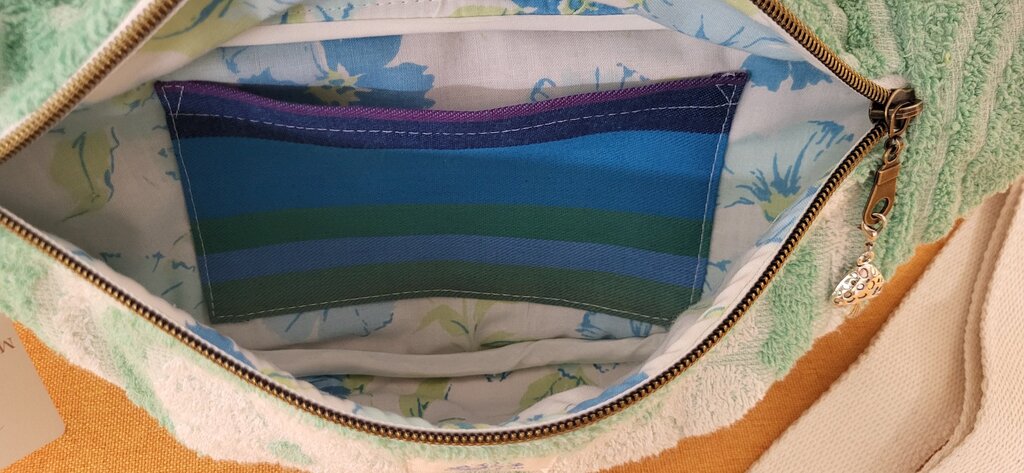 Mint Green Floral Vintage Terry Towel Bum Bag | Mended Wing