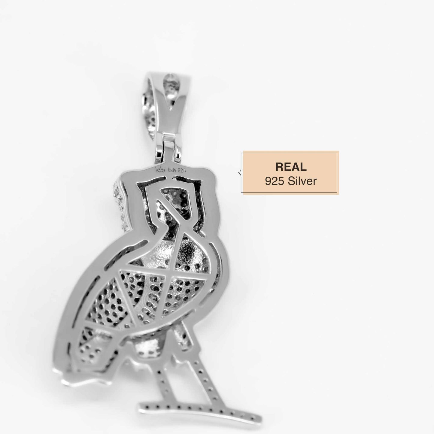 2 TCW Moissanite Owl Pendant 925 Sterling Silver