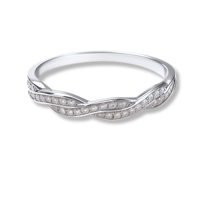 925 Sterling Silver Moissanite Twist Stackable Women Band